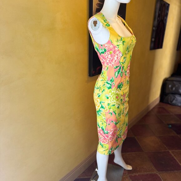 D&G Dolce & Gabbana Yellow Floral Party Dress – IT 40 / US 4 – Made in Italy - Picture 4 of 12